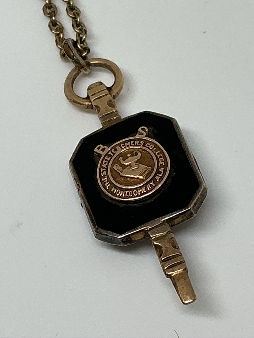 Vintage 1943 State Teachers College Montgomery Alabama Pin Pendant Necklace